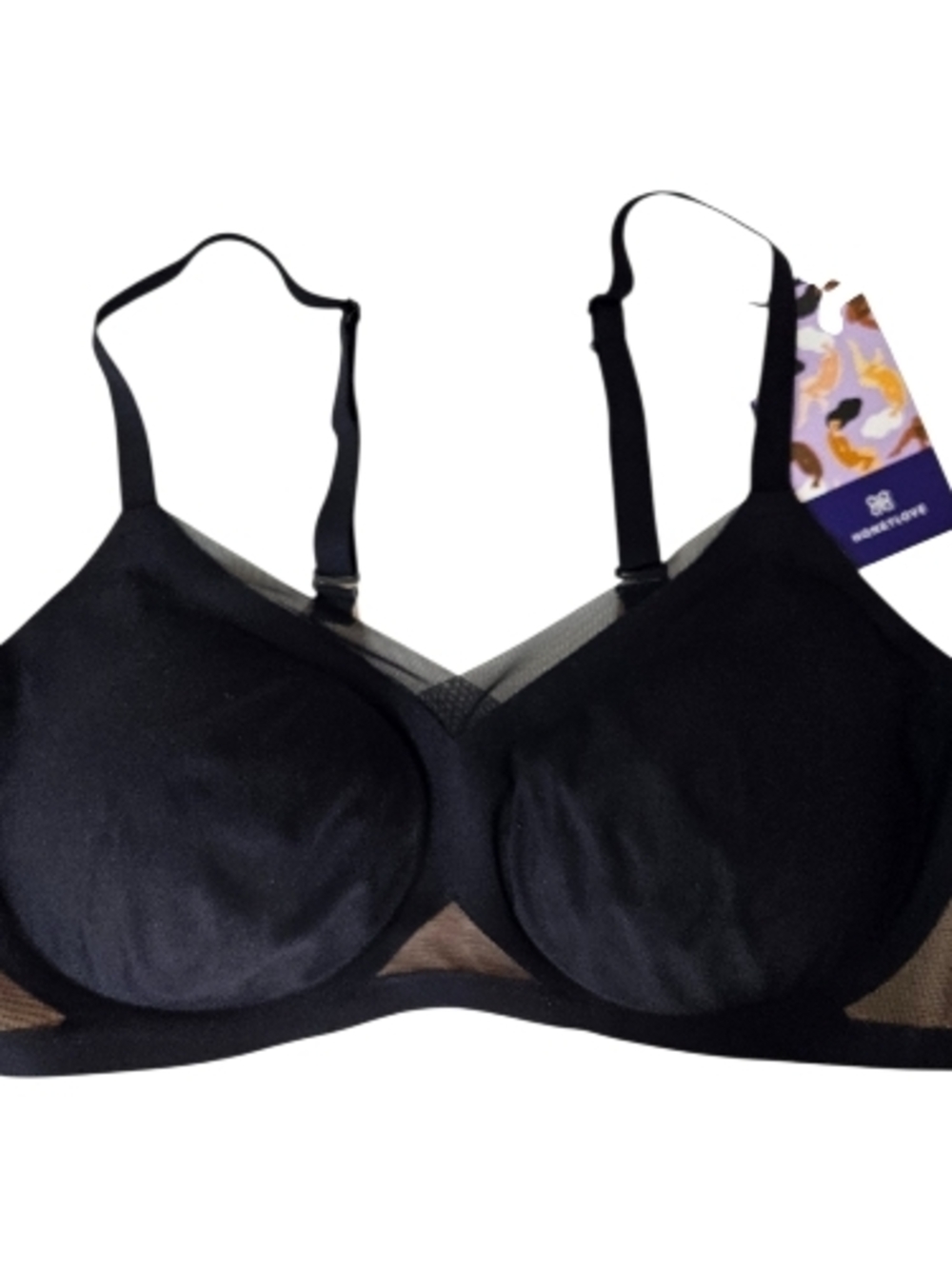 Honeylove Crossover Black Wireless Bra With Removable Pads Sz L 38 B/C - Picture 3 of 10